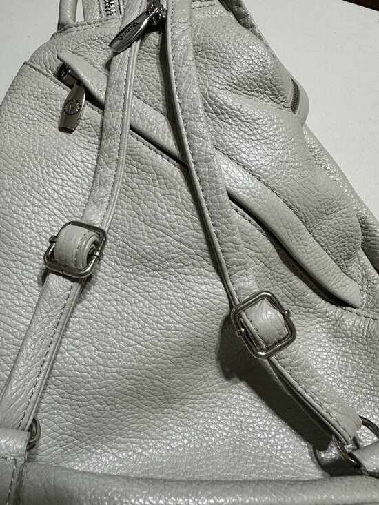 valentina convertible sling backpack handbag pebble leather gray made in italy main image 5